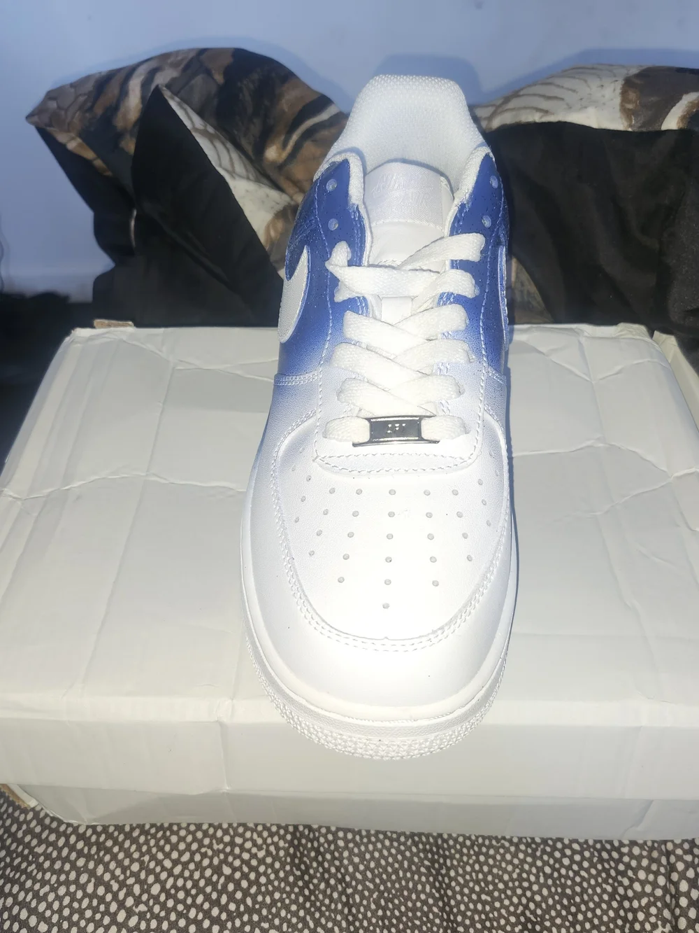 Nike Air Force 1 Low White and Blue Gradient Sneakers
